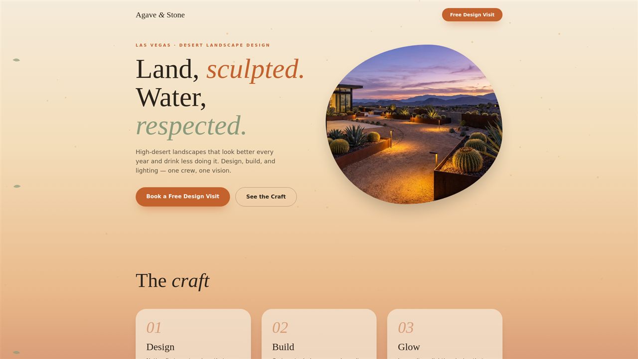 Agave & Stone Landscaping website homepage preview