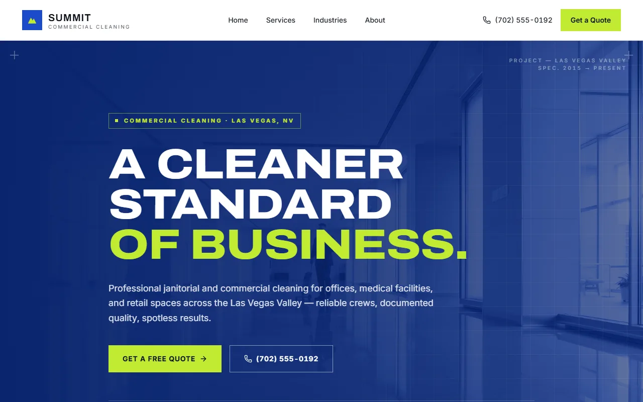 Summit Commercial Cleaning website homepage preview